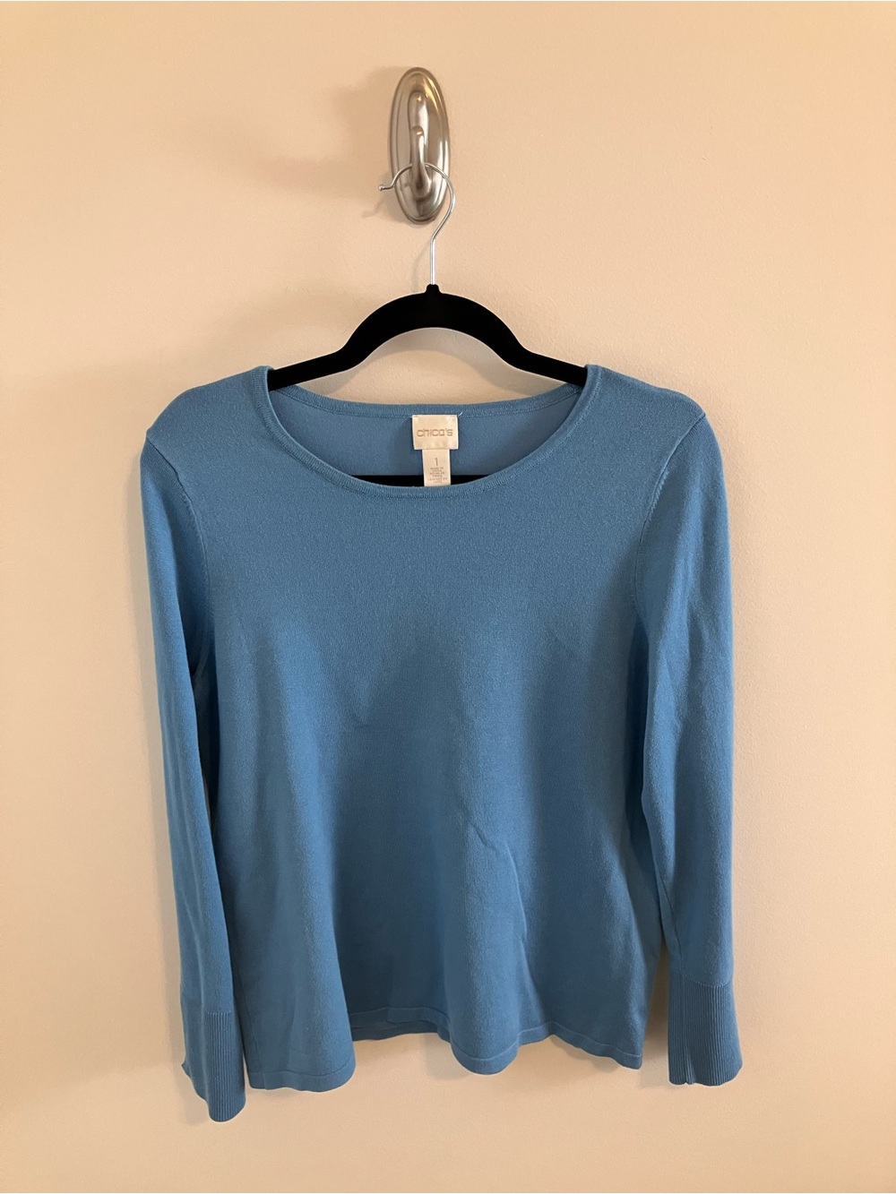 Chico's Long Sleeve Tee in Blue Size 1
